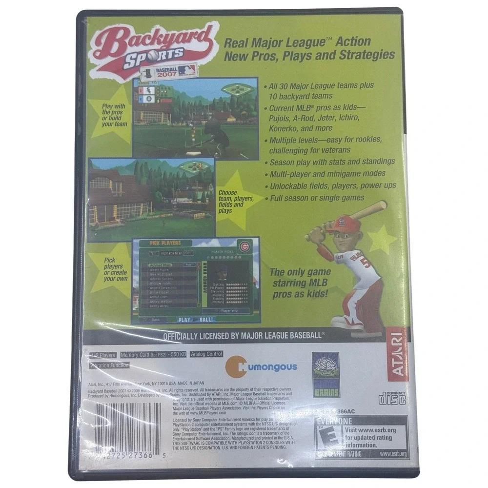 Backyard Sports Baseball 2007 Sony PlayStation 2 PS2 Game with Manual MLB Atari